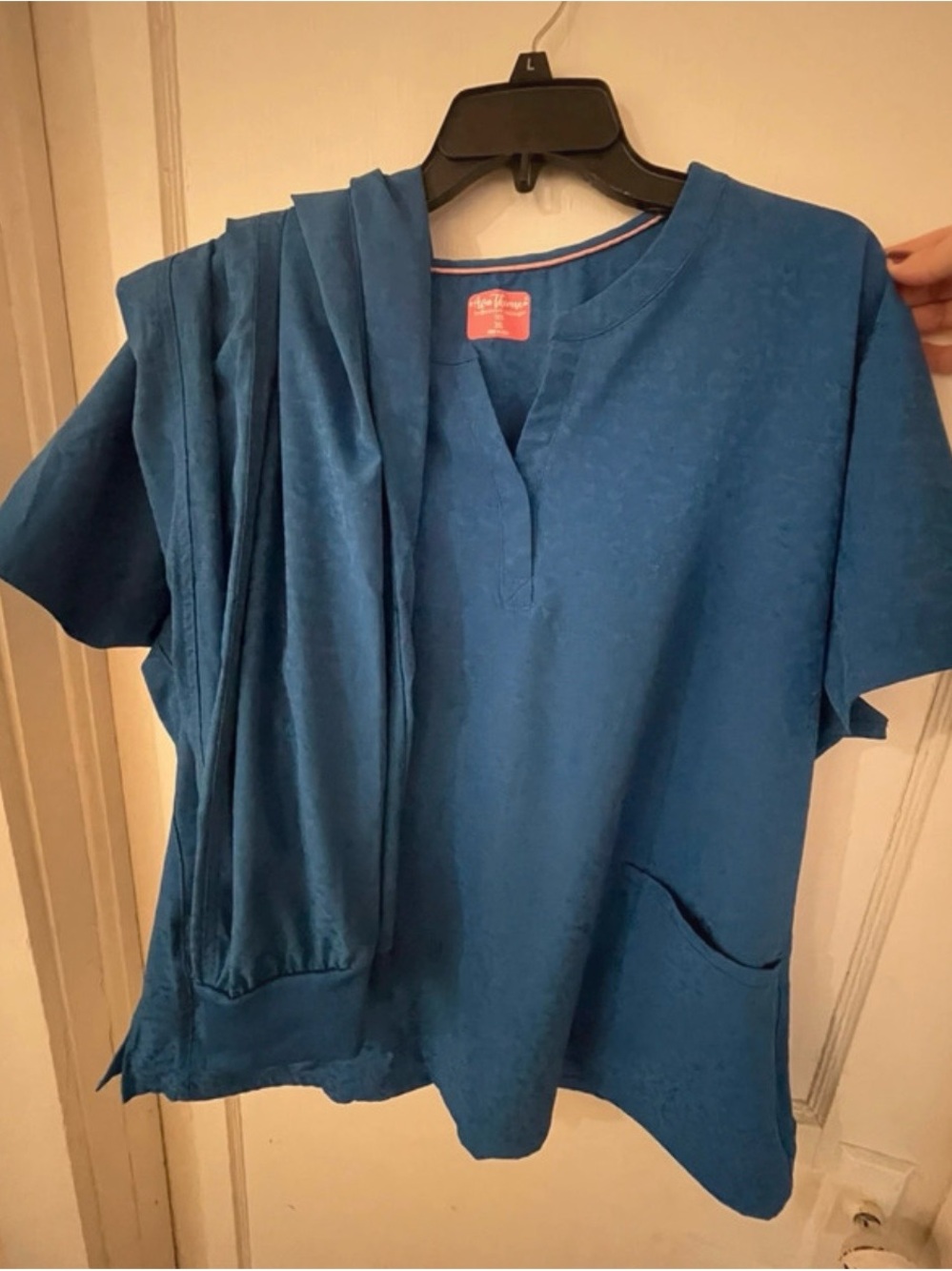 Classic Blue Women's V-Notch Short Sleeve Scrub Top by Cherokee